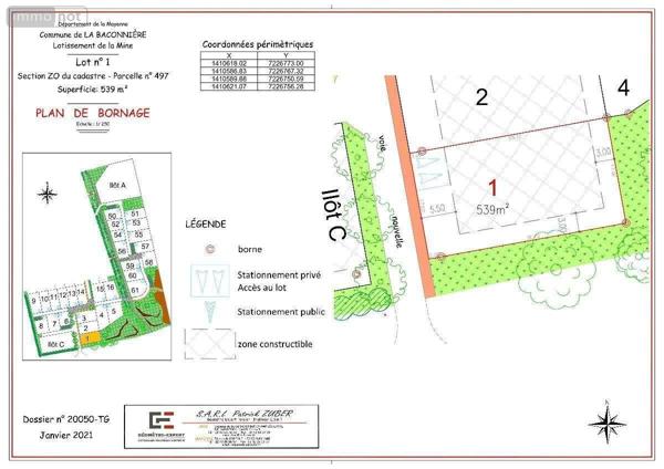 Terrain à Batir à vendre à La Baconnière en Mayenne (53240), ref : 53047/6