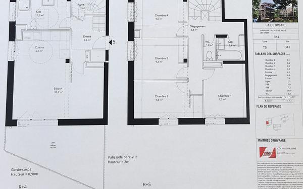 Appartement à vendre    5 pièces • 89,50 m2 Massy