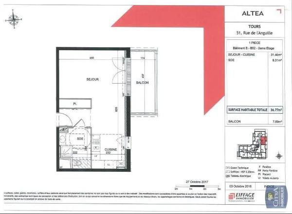 Appartement à louer 1 pièce 37.03m²