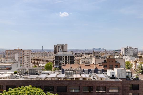 PARIS 20e – DERNIER ÉTAGE – VUE PANORAMIQUE SUR PARIS – BALCON 13 M² – PARKING