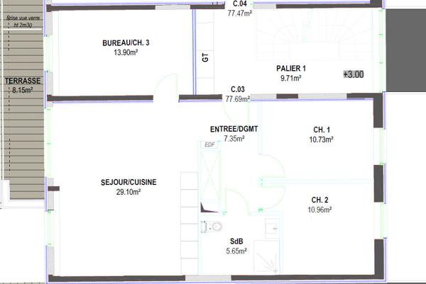 Achat appartement Scy-Chazelles - 4 pièce(s) - 78 m² - 351 000 €