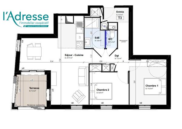 Appartement résidence EDEN - T3 + Terrasse