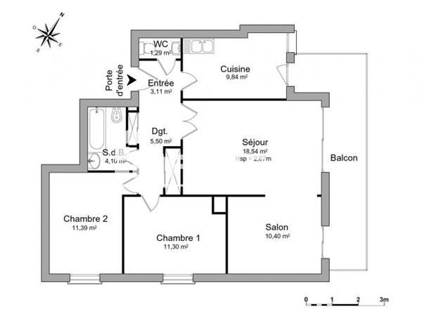 Location Appartement 3 pièces 75.47 m² - 135 AVE STE MARGUERITE Nice 06200