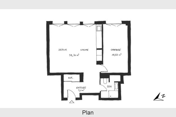 Appartement 2 pièces - 57 m² Exclusivité