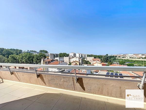Appartement en rooftop avec terrasse , garage, cave et parking sur Perpignan Palais des Congrès