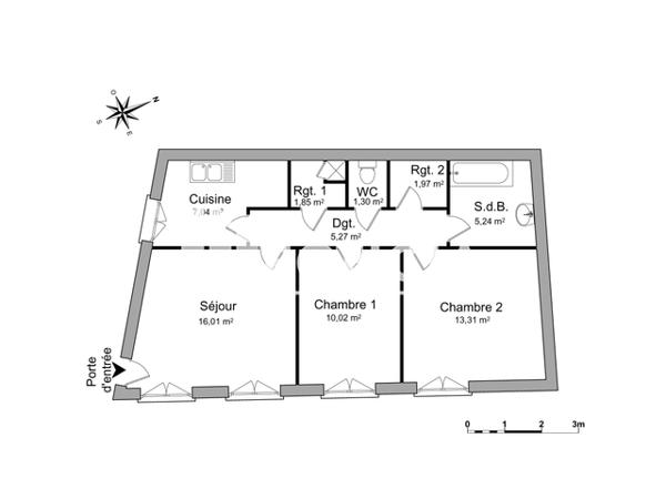 Location Appartement 3 pièces 62.01 m² - 9 RUE DES DENTELLES Strasbourg 67000