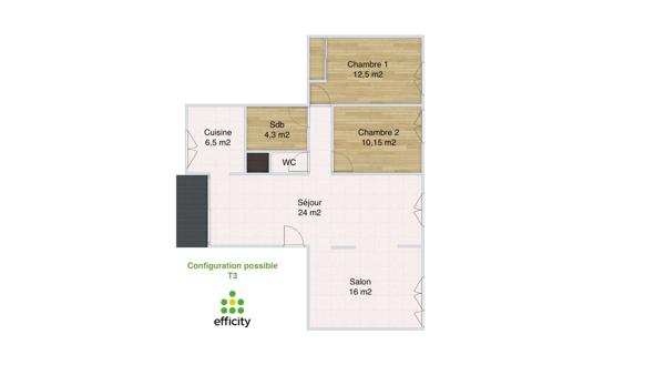 Appartement
         4 pièces
        - 78 m² 165 000 € *