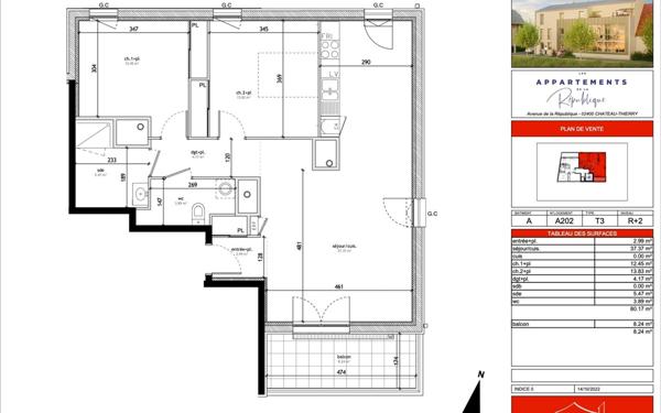 Appartement à vendre    3 pièces • 80,17 m2 Château-Thierry