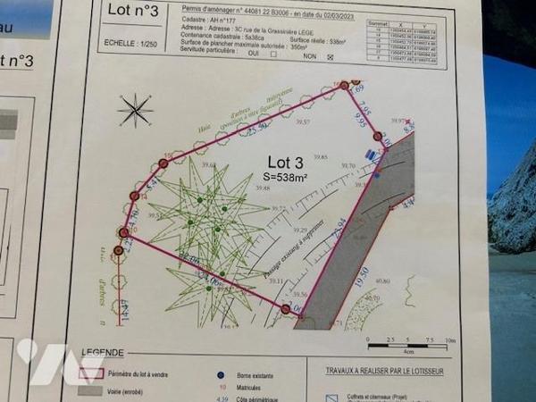 Centre de Legé terrain à bâtir viabilisé de 538 m²