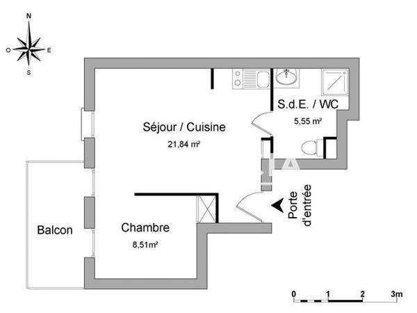 Location Studio 35.9 m² - 8-10 RUE DES BERGERS Grenoble 38000