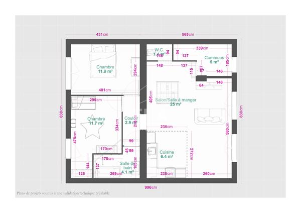 Appartement 3 pièces en rez-de-chaussée à Longlaville 
