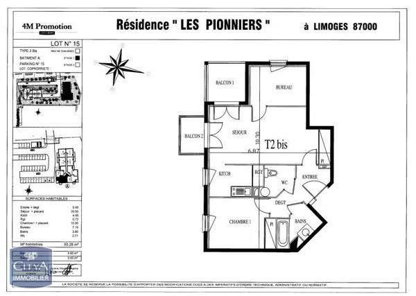 Appartement à louer 3 pièces 54.51m² Limoges (87000)