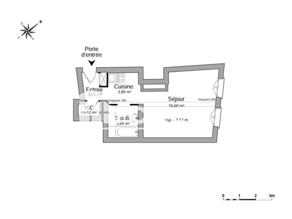 Location Studio 27.64 m² - 11 RUE PORTES MORDELAISES Rennes 35000