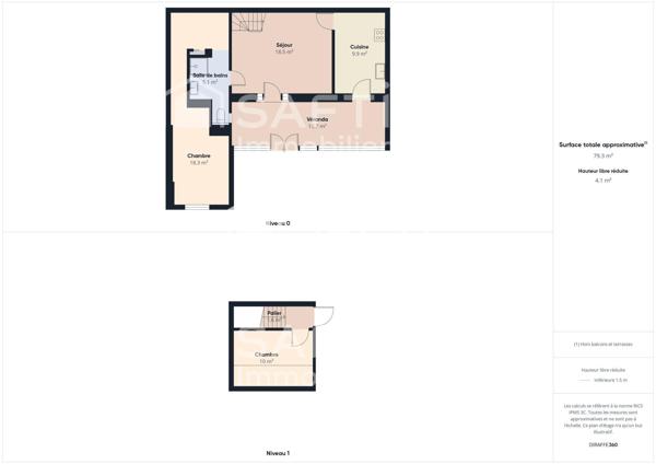 Bel appartement 4 piéces, jardin, véranda.