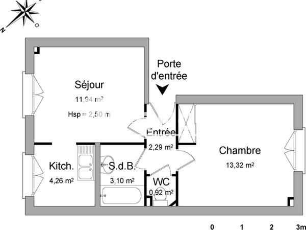 Location Appartement 2 pièces 35.83 m² - 29 RUE EMILE ZOLA Vandoeuvre 54500