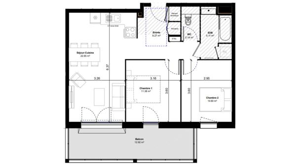 Appartement à vendre 3 pièces 60 m² Tullins
