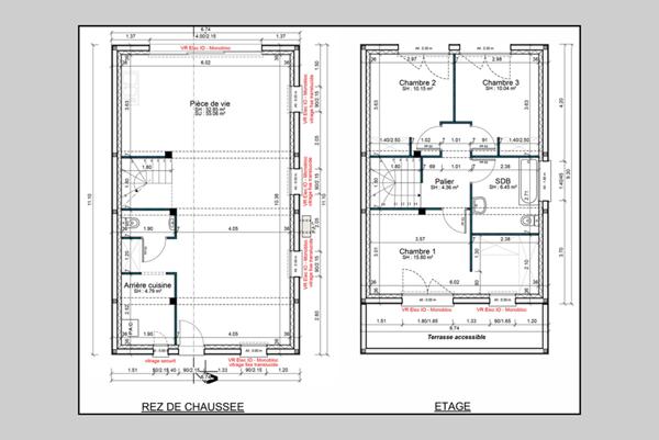 Maison neuve 3 chambres 106,24 m2 avec terrain de 231 m2