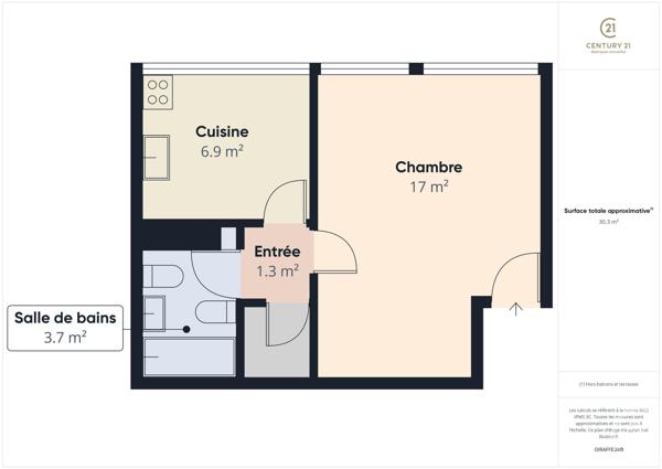 Appartement F1 à vendre  1 pièce - 30,46 m2 RAMBOUILLET - 78