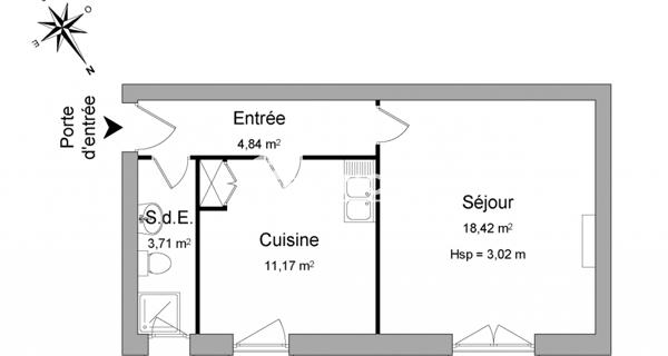 Location Studio 38.14 m² - Lorient 56100