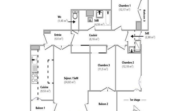 Appartement à louer    4 pièces • 91,65 m2 Avon