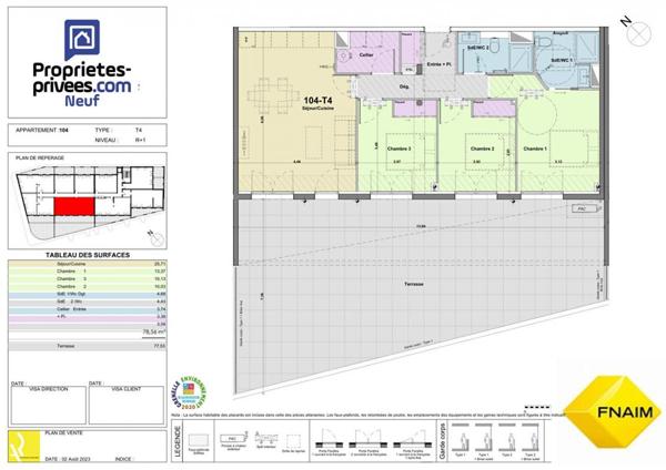 TERRASSE DE 77 m2 pour ce 4 pièce(s de 78.56 m2