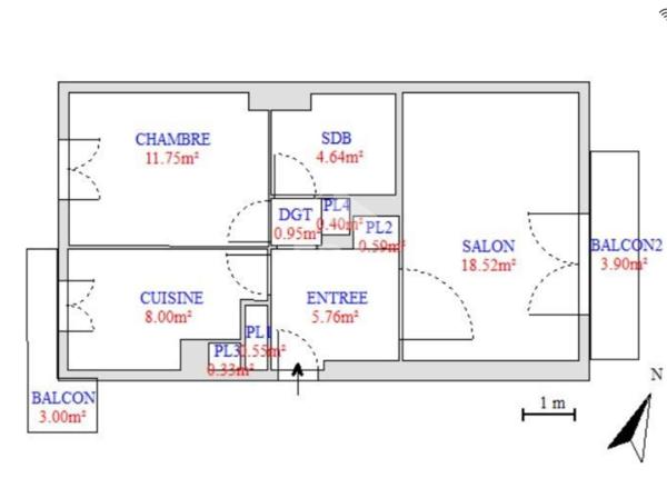 À vendre 50m²  traversant - 2 balcons - Jules cantini 13008 Marseille