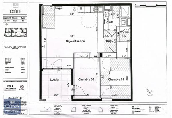Appartement à louer 3 pièces 66.32m² Béziers (34500)