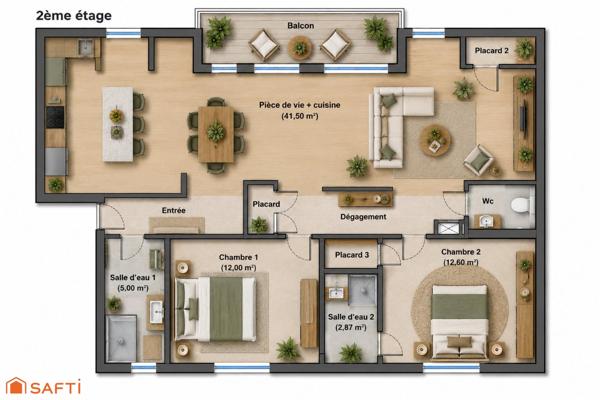 Un duplex avec de beaux volumes et un extérieur privatif, à proximité de la frontière allemande.