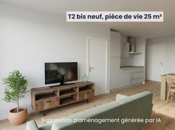 NEUF - Appartement T2 bis de 39,06 m² avec alcôve, balcon et stationnement - Résidence Reverso à Louviers