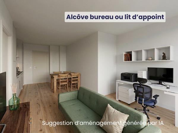 NEUF - Appartement T2 bis de 39,06 m² avec alcôve, balcon et stationnement - Résidence Reverso à Louviers