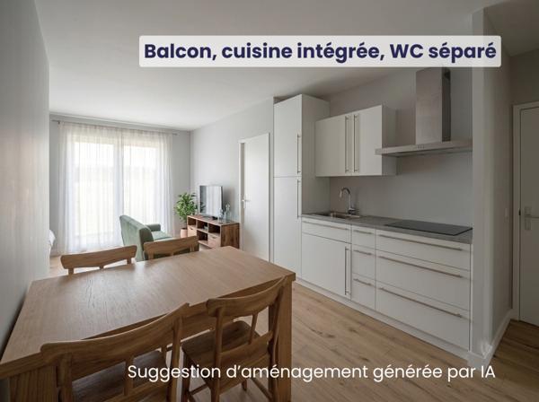 NEUF - Appartement T2 bis de 39,06 m² avec alcôve, balcon et stationnement - Résidence Reverso à Louviers