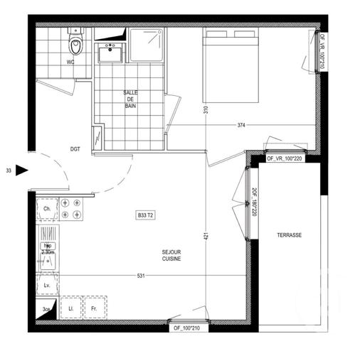 Appartement T2 à vendre  2 pièces - 42,60 m2 FACHES THUMESNIL - 59