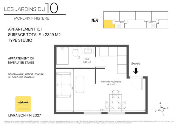 Studio à vendre 23 m² Morlaix