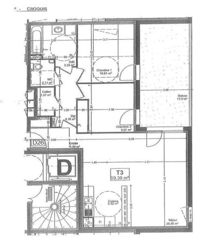 Appartement de type 3 de 69.49 m² Avec terrasse de 17 m² et stationnement sécurisé