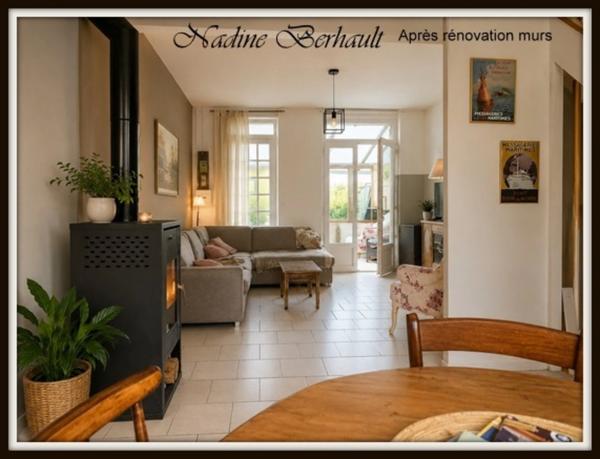 Maison à relooker, 4 pièces,2 chambres, Bord de Loing.en hauteur. Garage, cave, veranda, centre ville.