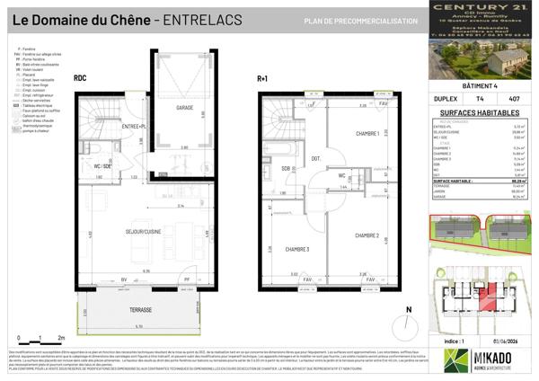 Maison à vendre  4 pièces - 88,29 m 2   ENTRELACS  - 73