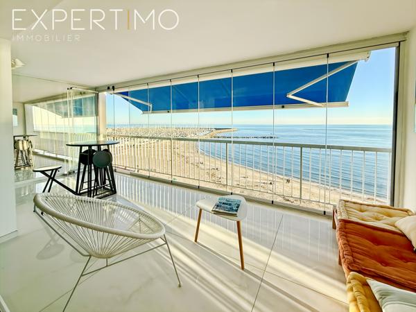 Palavas-les-Flots (34250) PALAVAS APPARTEMENT TYPE 4 STANDING DERNIER ETAGE FACE MER AVEC GARAGE ET CAVE