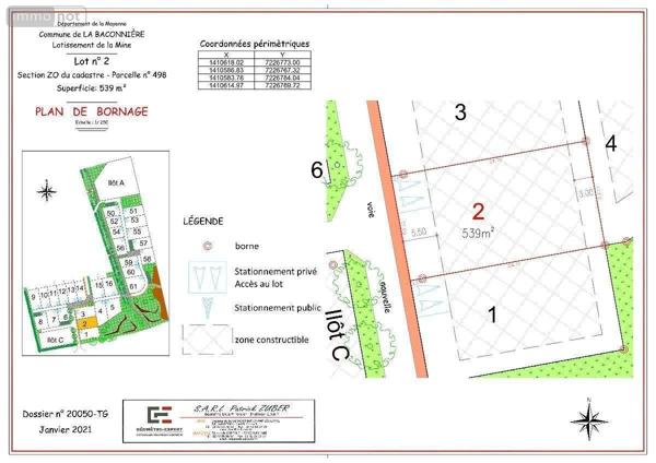 Terrain à Batir à vendre à La Baconnière en Mayenne (53240), ref : 53047/7
