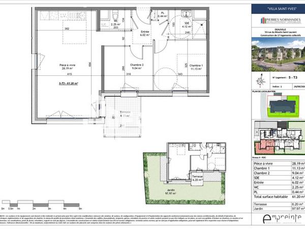 À vendre Appartement 3 pièces 61.2 m² - Deauville 14800