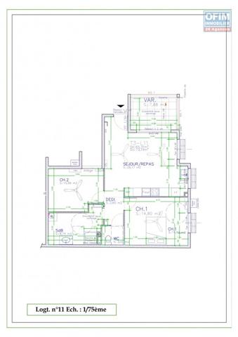 A VENDRE APPARTEMENT F3 DE 73.64 M2 AU CENTRE VILLE DE SAINT DENIS