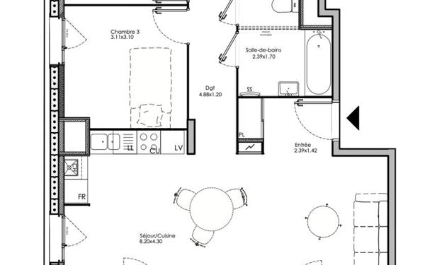 Appartement à vendre    2 pièces •  Neuville-sur-Saône