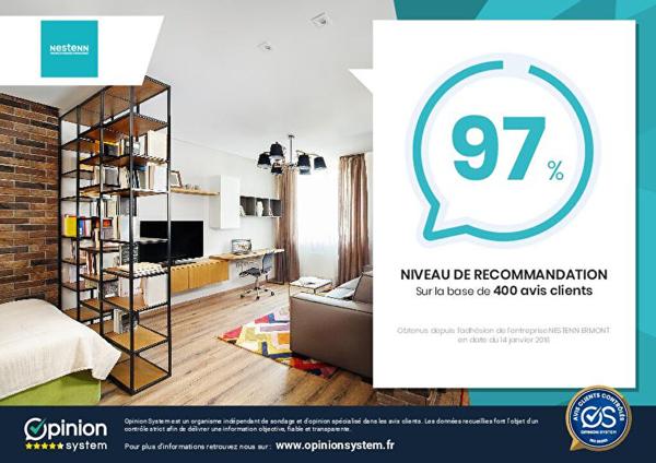 Appartement hyper centre d'Ermont 2 pièces 48.34 m2 - 1 chambre - parking sous-sol - ascenseur
