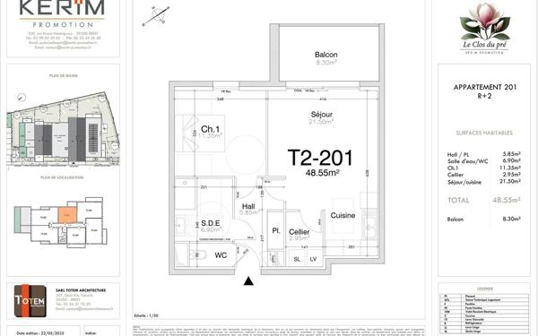 Appartement à vendre    2 pièces • 48,55 m2 Guilers