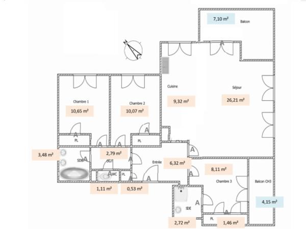 Appartement 4 pièces - 85 m² Exclusivité efficity