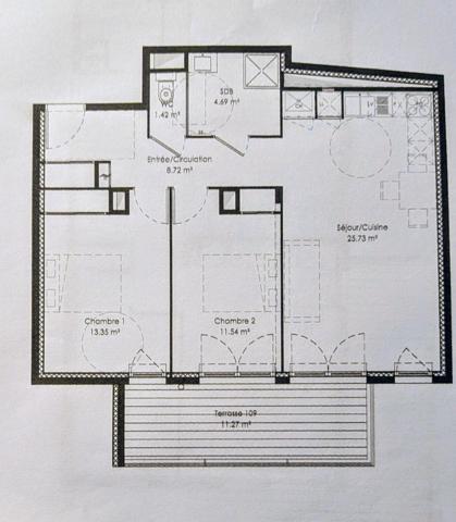 Secteur de Toulon Ouest, dans une résidence récente, moderne et sécurisée, appartement de type 3 avec place de parking en sous sol