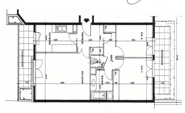 PUTEAUX/ Proche la Défense - Appartement 3 pièces de 70m² avec 2 Terrasses, Cave et Parking