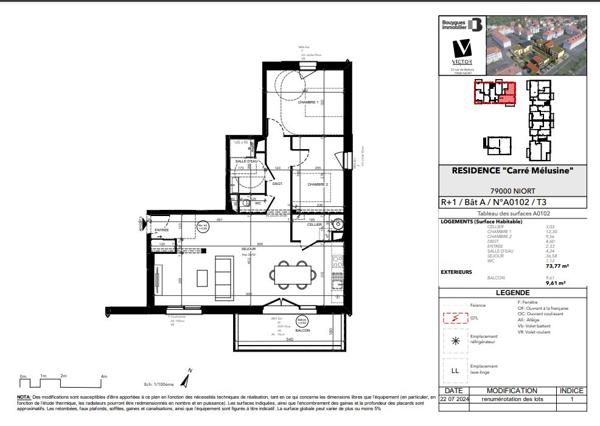 Appartement Niort 3 pièces - 73 m2