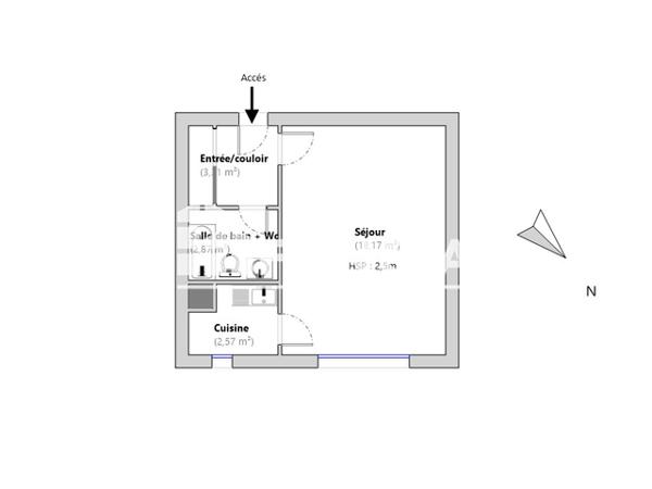 Location Studio 26.92 m² - 15 SQUARE FOCH Lille 59000
