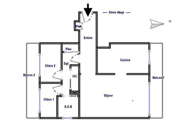PUTEAUX / 3 pièces de 64 m² avec balcons cave et parking