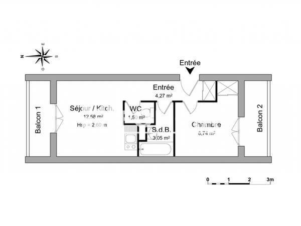 Location Appartement 2 pièces 30.14 m² - THONY Evian Les Bains 74500